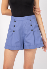 Folded Hem Shorts with Front Button Detail
