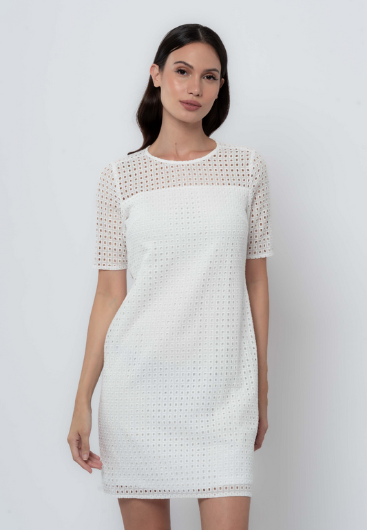 Apple & Eve Geometric Eyelet Shift Dress