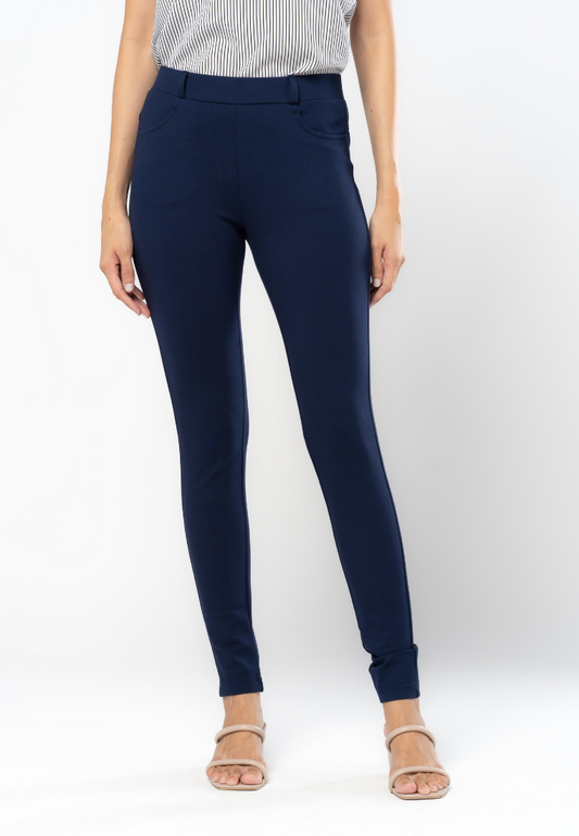 Slim-Fit Spandex Pants with Embroidered Back Pocket