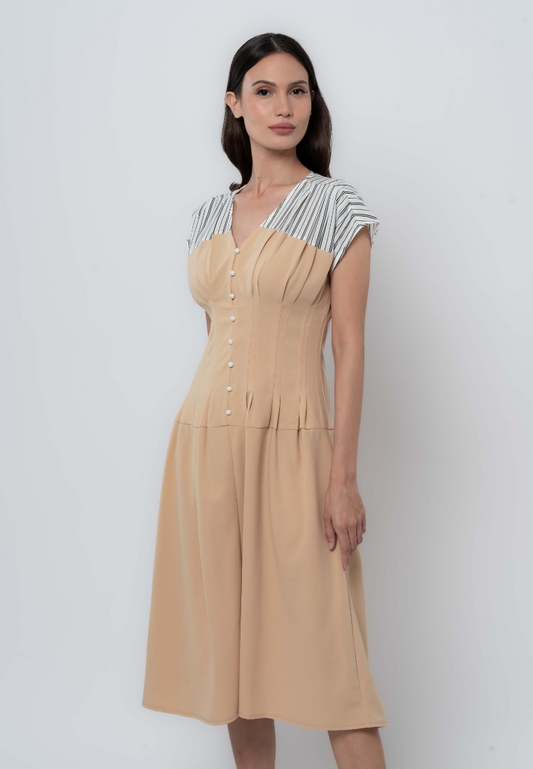 Modern Corset Style Midi Dress