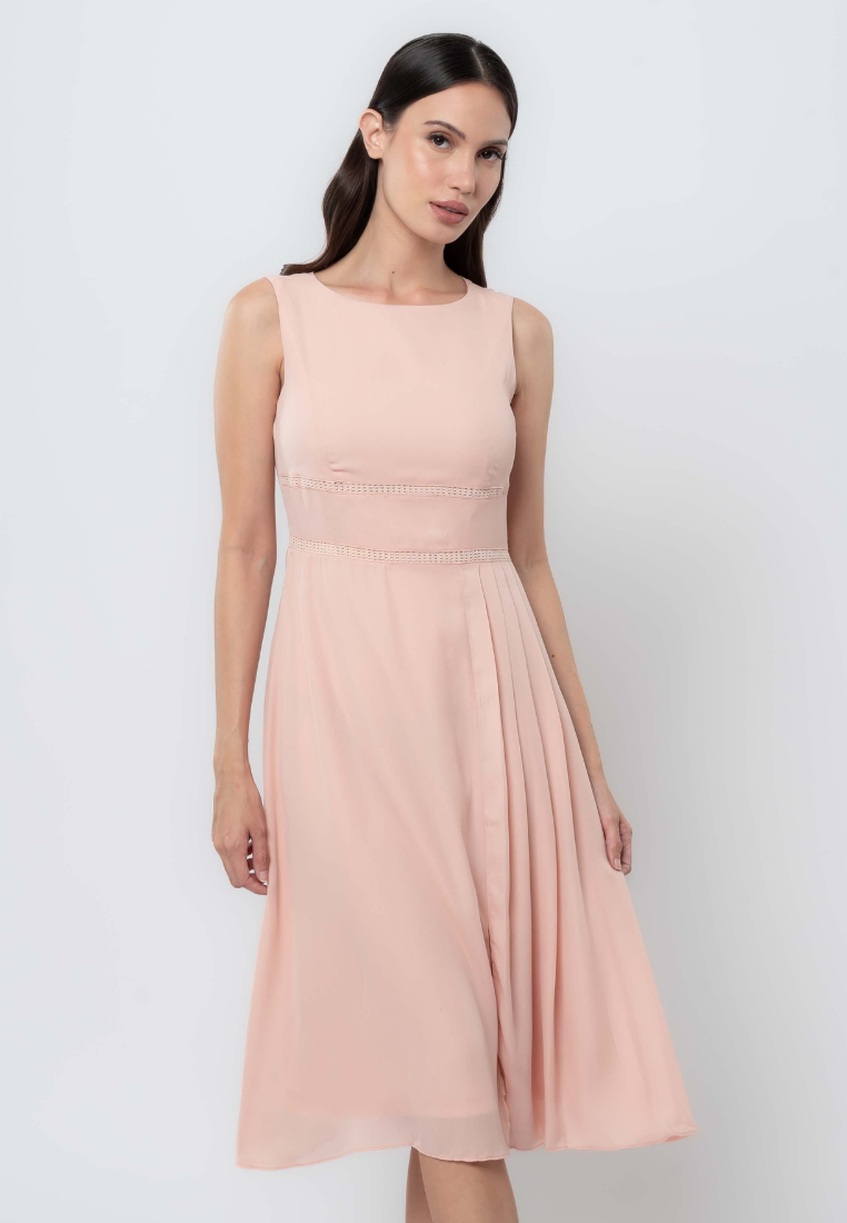 Apple & Eve Sleeveless Midi Dress with Skirt Pleats