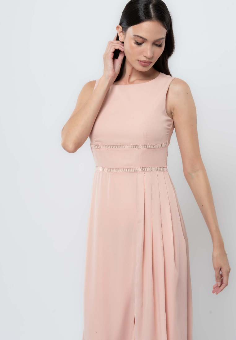 Apple & Eve Sleeveless Midi Dress with Skirt Pleats