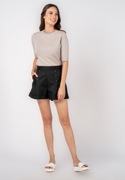 Folded Hem Shorts with Front Button Detail