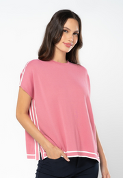 Square Shape Flatknit Top with Outline Detail