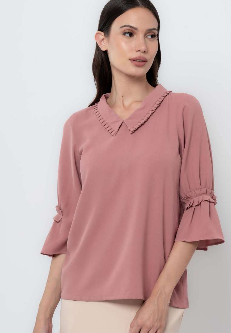 Pleat Detail Collared Blouse