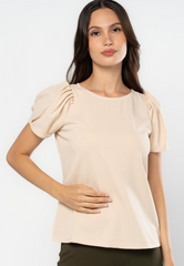 Inverted Ruffle Puff Short Sleeves Blouse
